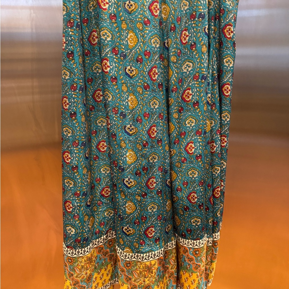 Soft Surroundings Teal and Yellow Maxi Skirt - Picture 3 of 6